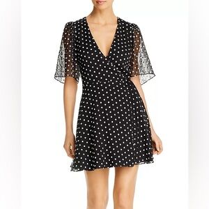 Alice‎ + Olivia Polka Dot  Sz 2 Sandra Embroidered Wrap Dress